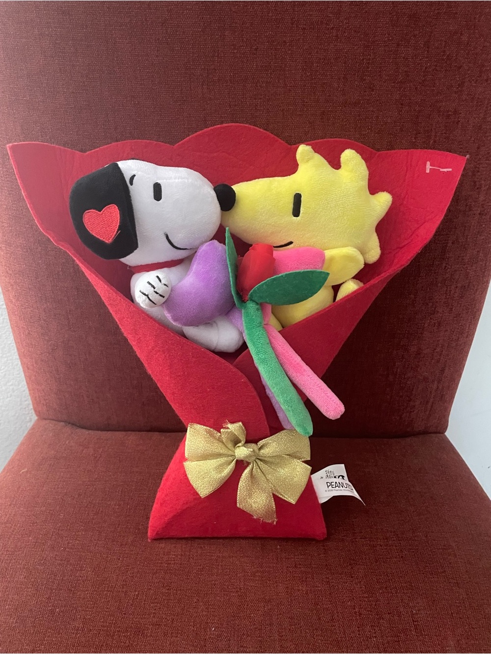 Peanuts Snoopy & Woodstock Valentine Plush Bouquet - Red